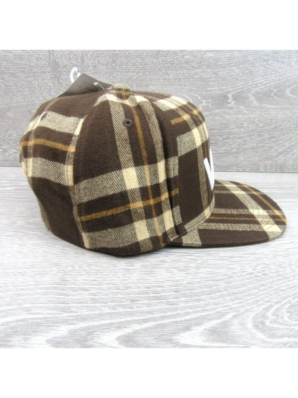 Vans Drop V Brown Plaid Flannel Snapback Hat Cap OS NEW - Picture 10 of 16
